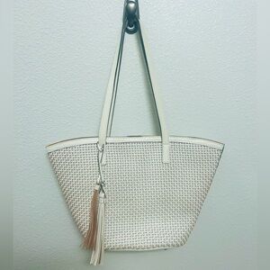 Patricia Nash Woven Leather Tote with Tassel and Feet New